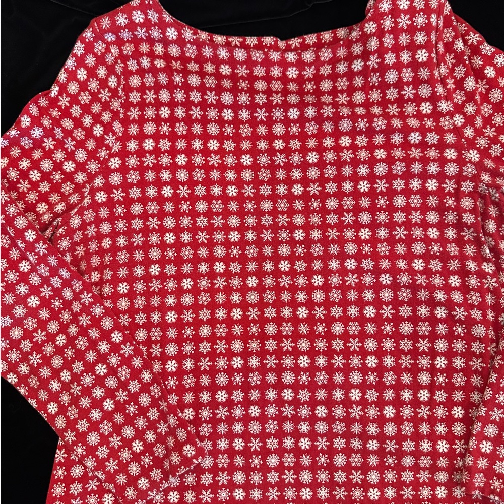 Talbots Red Snowflake Pattern Women's Top